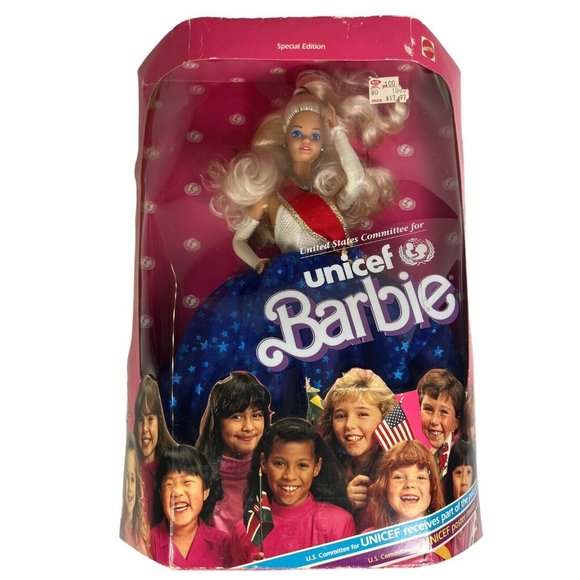 Vintage 1989 Unicef Barbie Doll Special Edition Blonde Blue Eyes NRFB - Picture 5 of 14